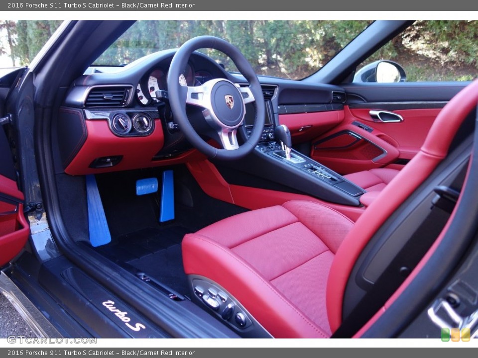 Black/Garnet Red Interior Prime Interior for the 2016 Porsche 911 Turbo S Cabriolet #110067769