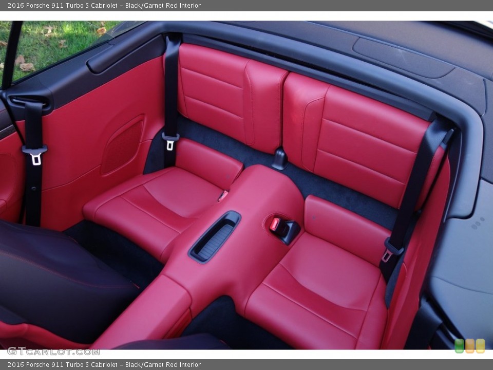 Black/Garnet Red Interior Rear Seat for the 2016 Porsche 911 Turbo S Cabriolet #110068117