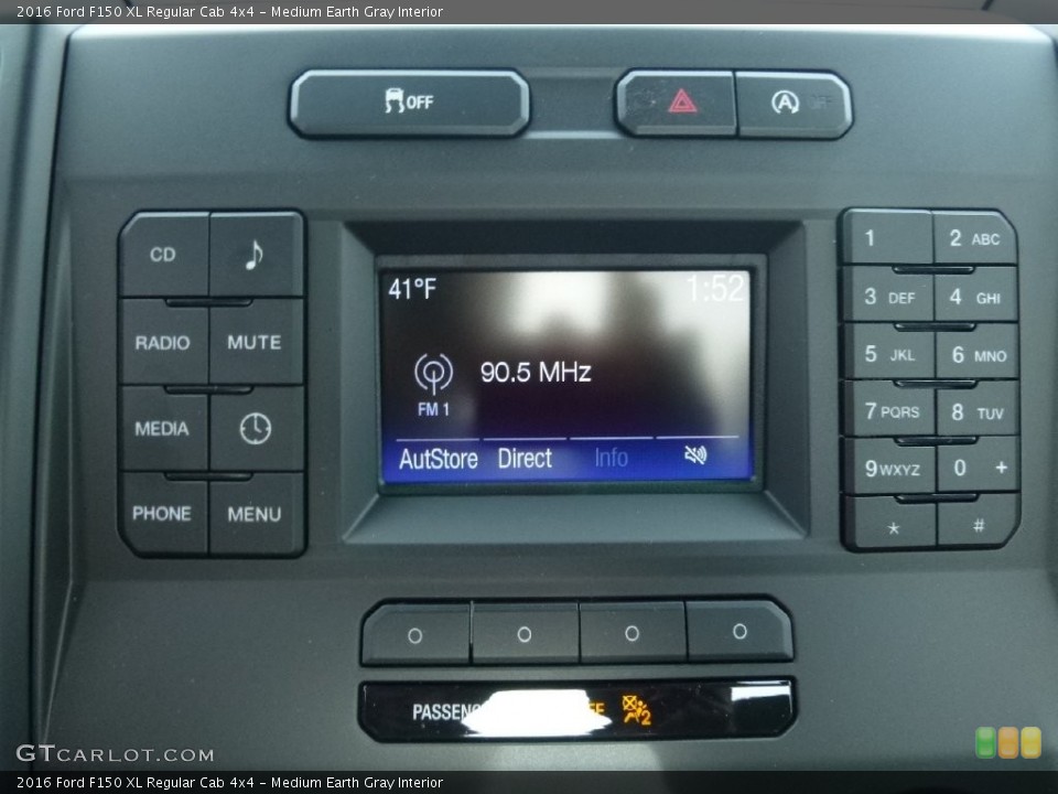 Medium Earth Gray Interior Controls for the 2016 Ford F150 XL Regular Cab 4x4 #110124494