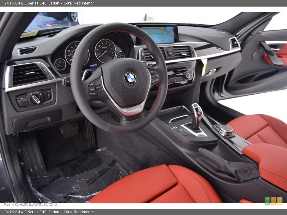 Coral Red Interior Prime Interior for the 2016 BMW 3 Series 340i Sedan #110132744