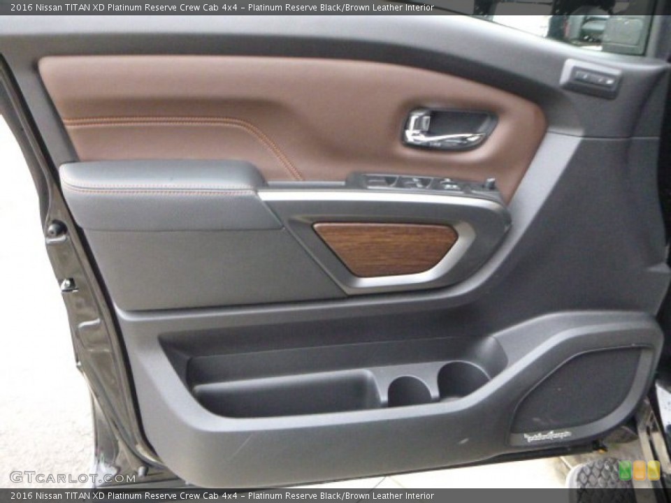 Platinum Reserve Black/Brown Leather Interior Door Panel for the 2016 Nissan TITAN XD Platinum Reserve Crew Cab 4x4 #110160433