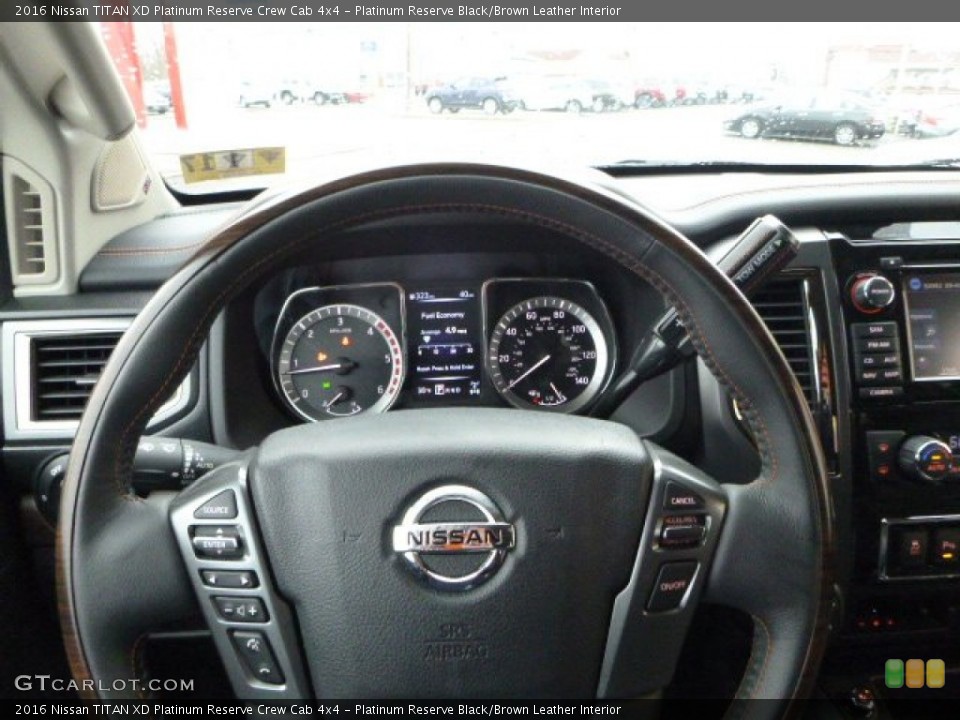 Platinum Reserve Black/Brown Leather Interior Steering Wheel for the 2016 Nissan TITAN XD Platinum Reserve Crew Cab 4x4 #110160532