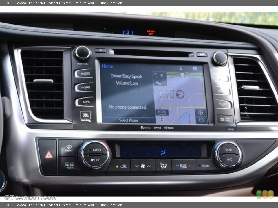Black Interior Controls for the 2016 Toyota Highlander Hybrid Limited Platinum AWD #110172445