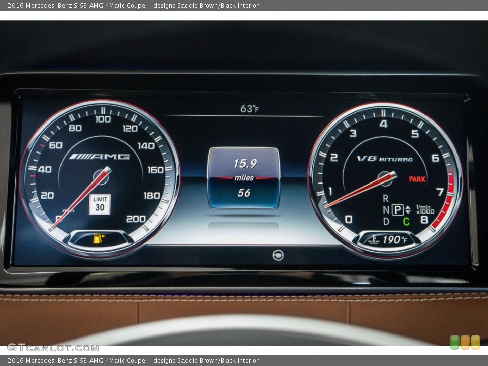designo Saddle Brown/Black Interior Gauges for the 2016 Mercedes-Benz S 63 AMG 4Matic Coupe #110182521