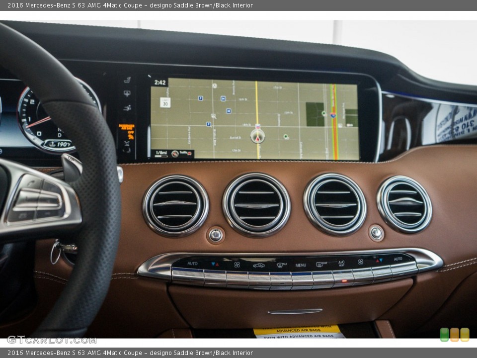 designo Saddle Brown/Black Interior Navigation for the 2016 Mercedes-Benz S 63 AMG 4Matic Coupe #110182544