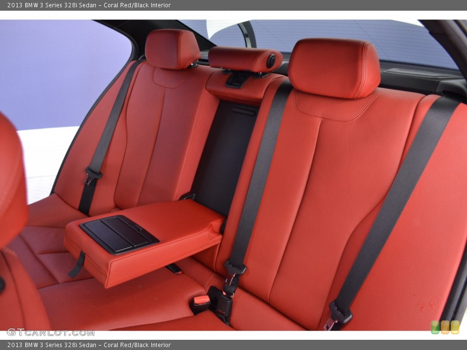Coral Red/Black Interior Rear Seat for the 2013 BMW 3 Series 328i Sedan #110393771