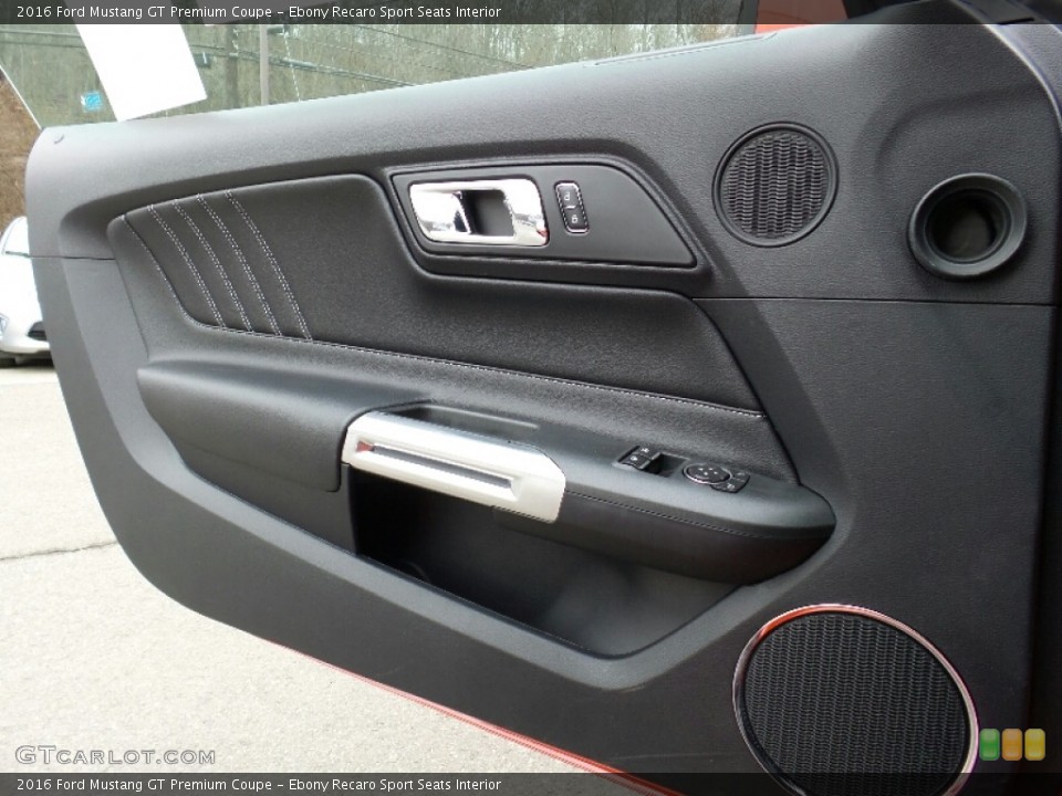 Ebony Recaro Sport Seats Interior Door Panel for the 2016 Ford Mustang GT Premium Coupe #110644481