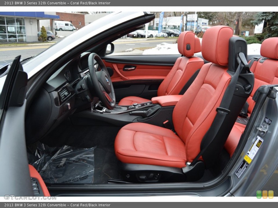 Coral Red/Black Interior Front Seat for the 2013 BMW 3 Series 328i Convertible #110665598