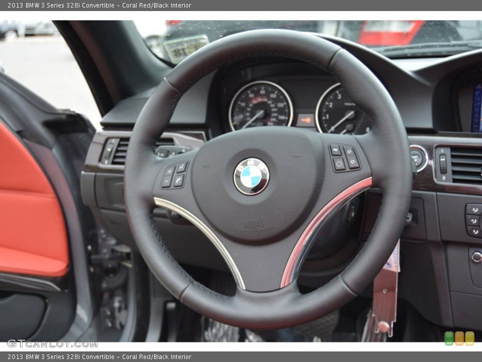 Coral Red/Black Interior Steering Wheel for the 2013 BMW 3 Series 328i Convertible #110665762