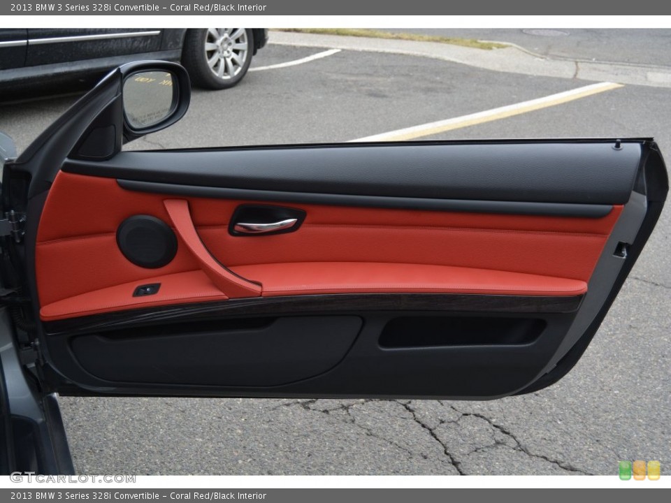 Coral Red/Black Interior Door Panel for the 2013 BMW 3 Series 328i Convertible #110665898