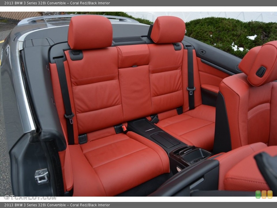 Coral Red/Black Interior Rear Seat for the 2013 BMW 3 Series 328i Convertible #110665919