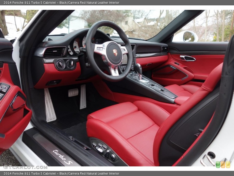 Black/Carrera Red Natural Leather Interior Prime Interior for the 2014 Porsche 911 Turbo S Cabriolet #110721673