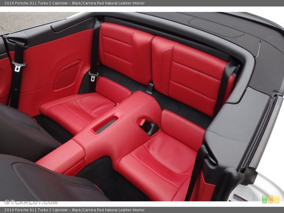 Black/Carrera Red Natural Leather Interior Rear Seat for the 2014 Porsche 911 Turbo S Cabriolet #110721985