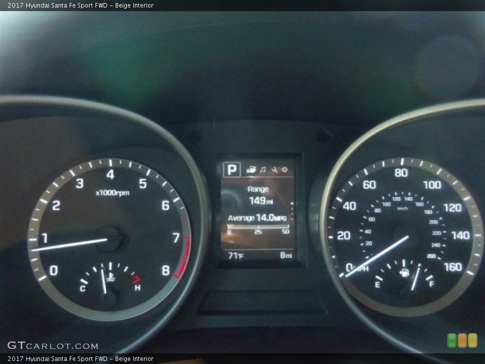Beige Interior Gauges for the 2017 Hyundai Santa Fe Sport FWD #110854283