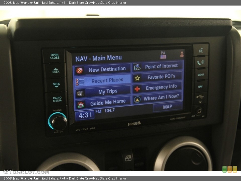Dark Slate Gray/Med Slate Gray Interior Controls for the 2008 Jeep Wrangler Unlimited Sahara 4x4 #110865407