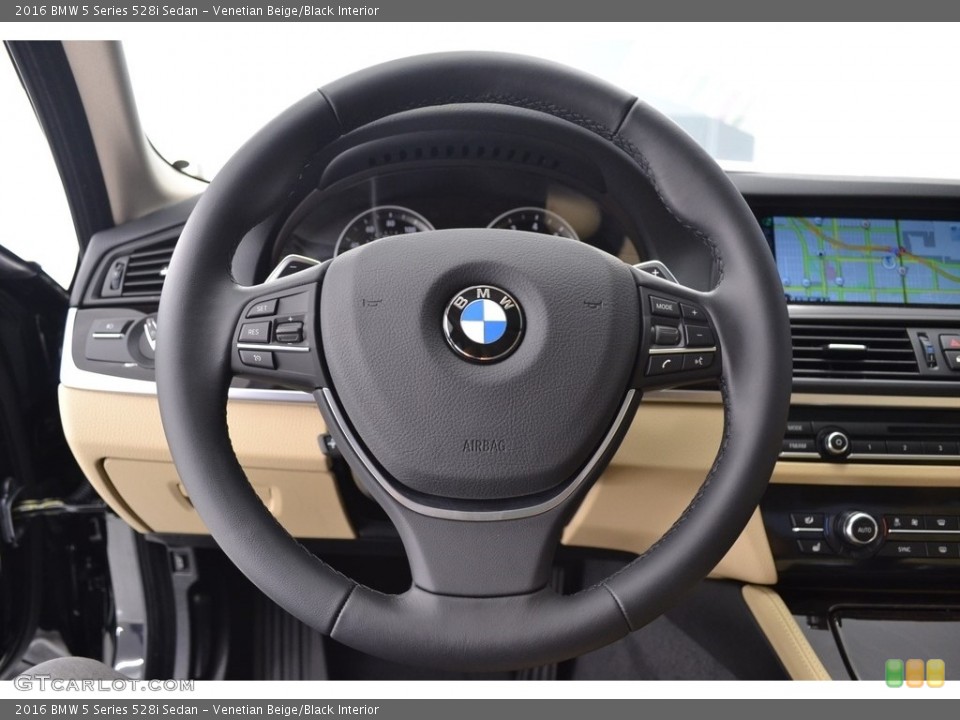 Venetian Beige/Black Interior Steering Wheel for the 2016 BMW 5 Series 528i Sedan #111237710