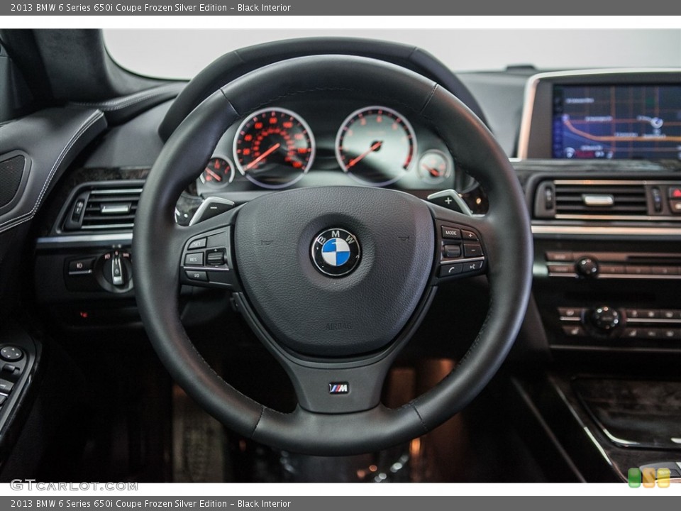 Black Interior Steering Wheel for the 2013 BMW 6 Series 650i Coupe Frozen Silver Edition #111293332