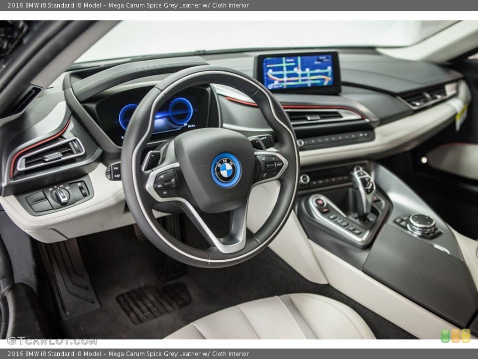 Mega Carum Spice Grey Leather w/ Cloth 2016 BMW i8 Interiors