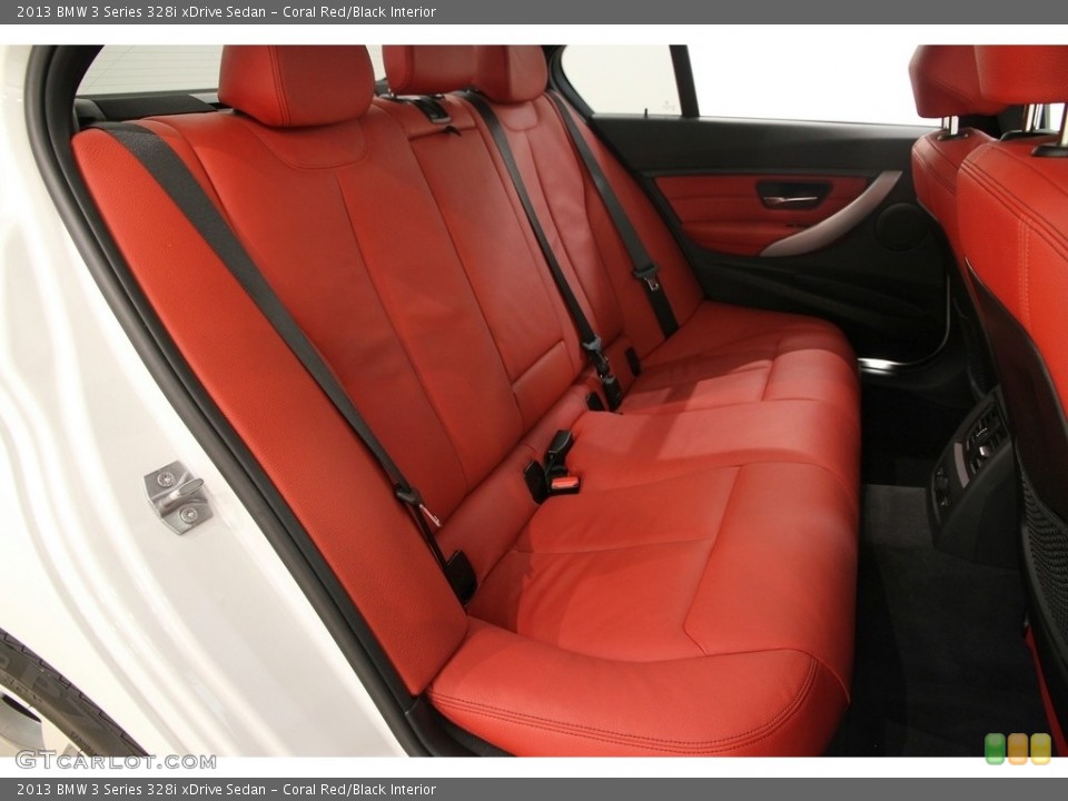Coral Red/Black Interior Rear Seat for the 2013 BMW 3 Series 328i xDrive Sedan #111528306