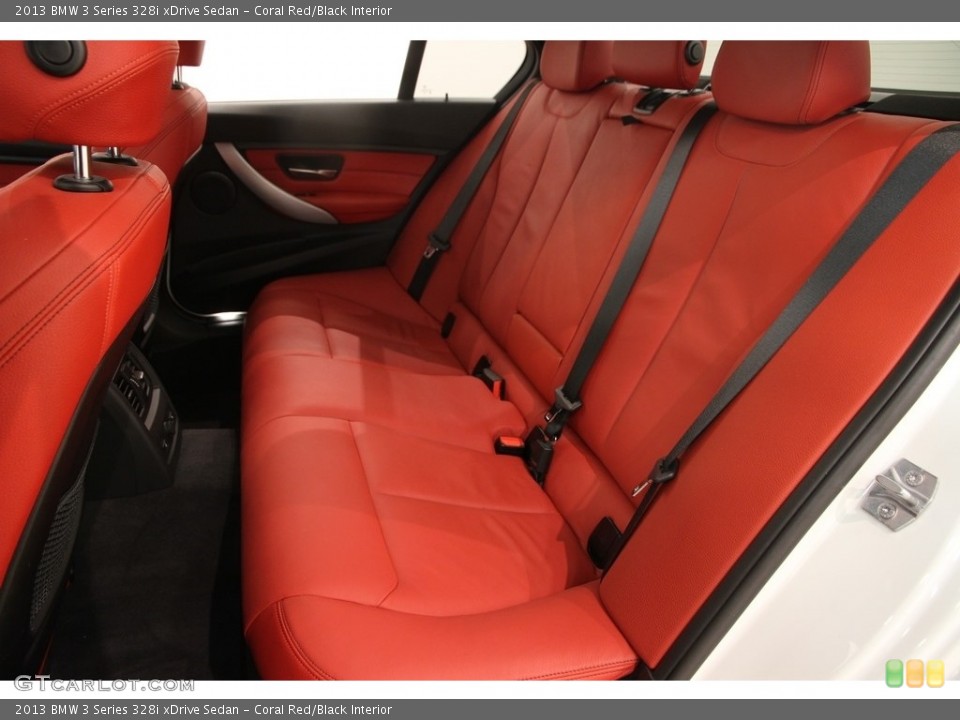 Coral Red/Black Interior Rear Seat for the 2013 BMW 3 Series 328i xDrive Sedan #111528321