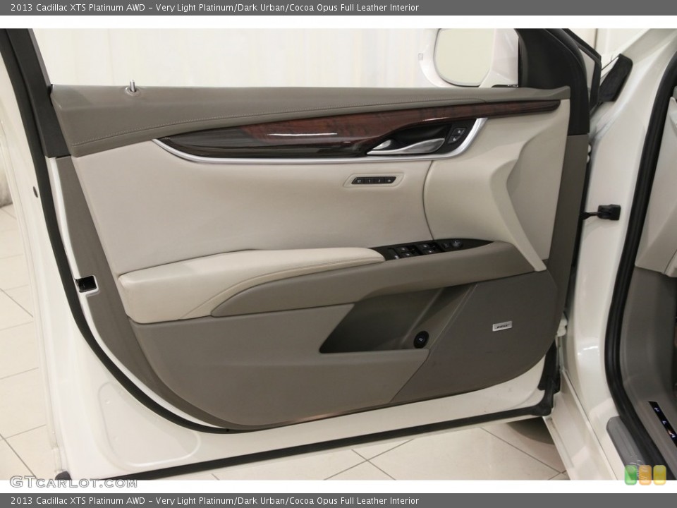 Very Light Platinum/Dark Urban/Cocoa Opus Full Leather Interior Door Panel for the 2013 Cadillac XTS Platinum AWD #111657104