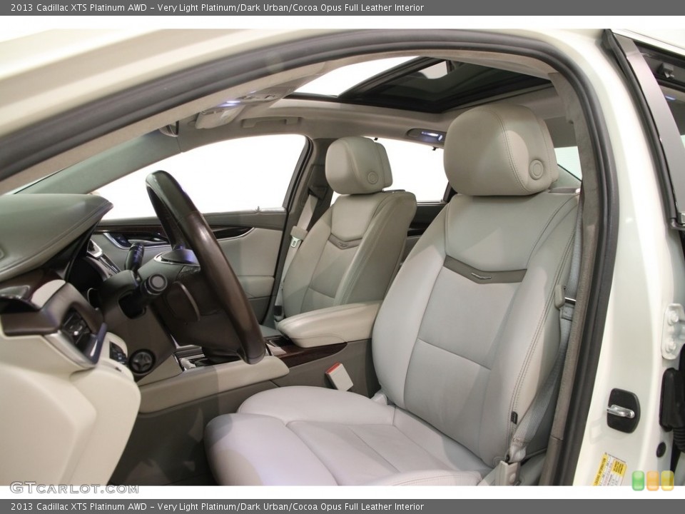 Very Light Platinum/Dark Urban/Cocoa Opus Full Leather Interior Front Seat for the 2013 Cadillac XTS Platinum AWD #111657137