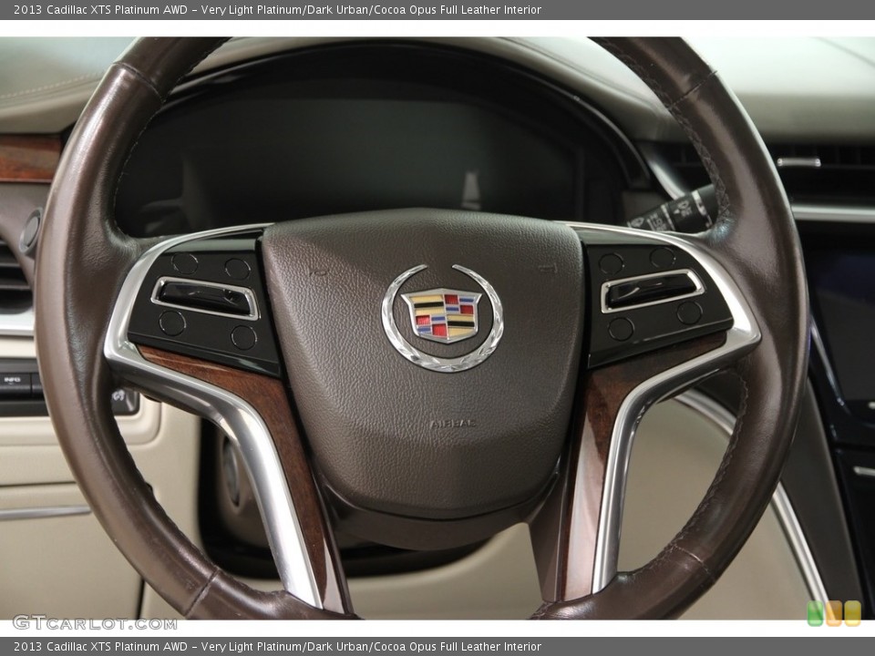 Very Light Platinum/Dark Urban/Cocoa Opus Full Leather Interior Steering Wheel for the 2013 Cadillac XTS Platinum AWD #111657149