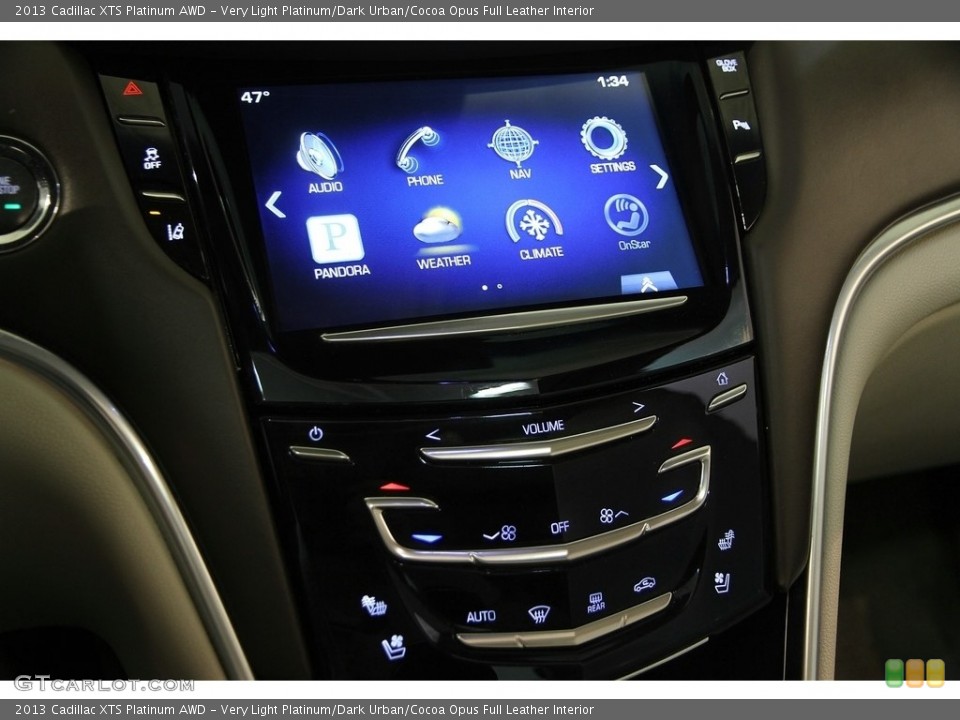 Very Light Platinum/Dark Urban/Cocoa Opus Full Leather Interior Controls for the 2013 Cadillac XTS Platinum AWD #111657212