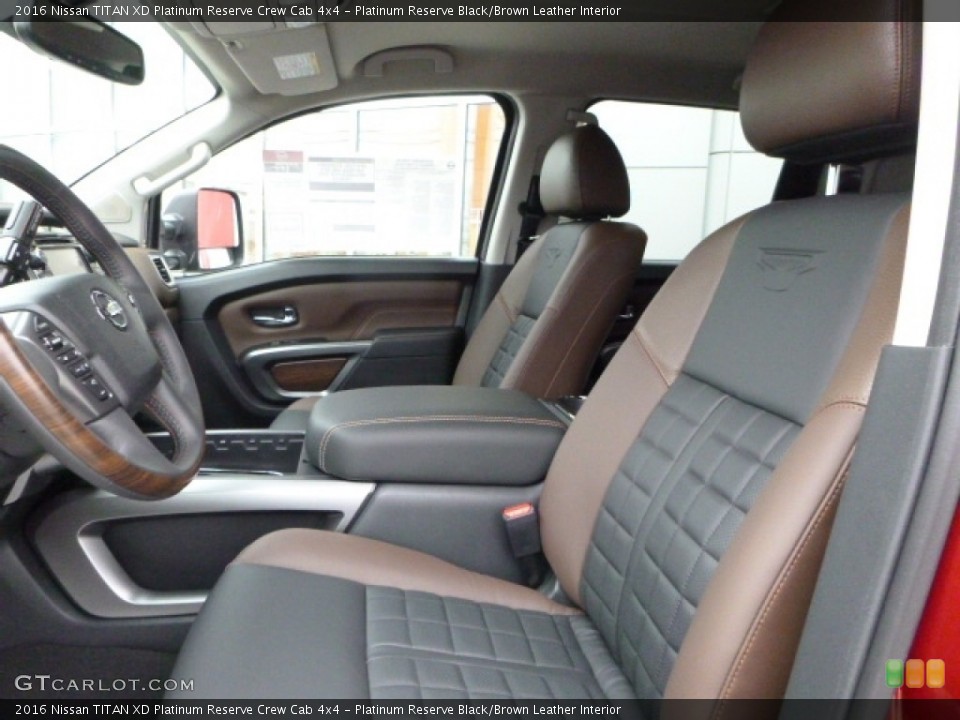 Platinum Reserve Black/Brown Leather Interior Front Seat for the 2016 Nissan TITAN XD Platinum Reserve Crew Cab 4x4 #111812036
