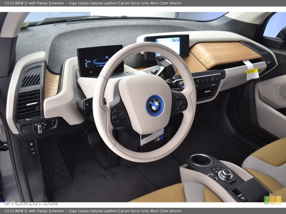 Giga Cassia Natural Leather/Carum Spice Grey Wool Cloth Interior Prime Interior for the 2016 BMW i3 with Range Extender #111858701