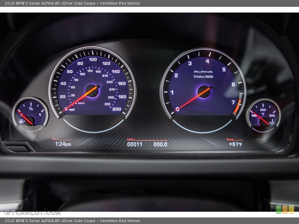 Vermillion Red Interior Gauges for the 2016 BMW 6 Series ALPINA B6 xDrive Gran Coupe #111929721