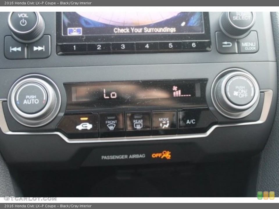 Black/Gray Interior Controls for the 2016 Honda Civic LX-P Coupe #112025022