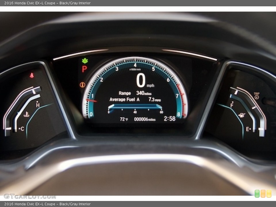 Black/Gray Interior Gauges for the 2016 Honda Civic EX-L Coupe #112030976