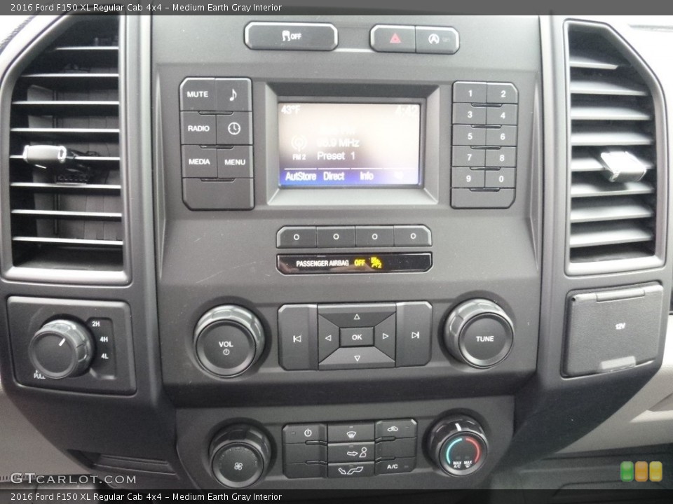 Medium Earth Gray Interior Controls for the 2016 Ford F150 XL Regular Cab 4x4 #112175761