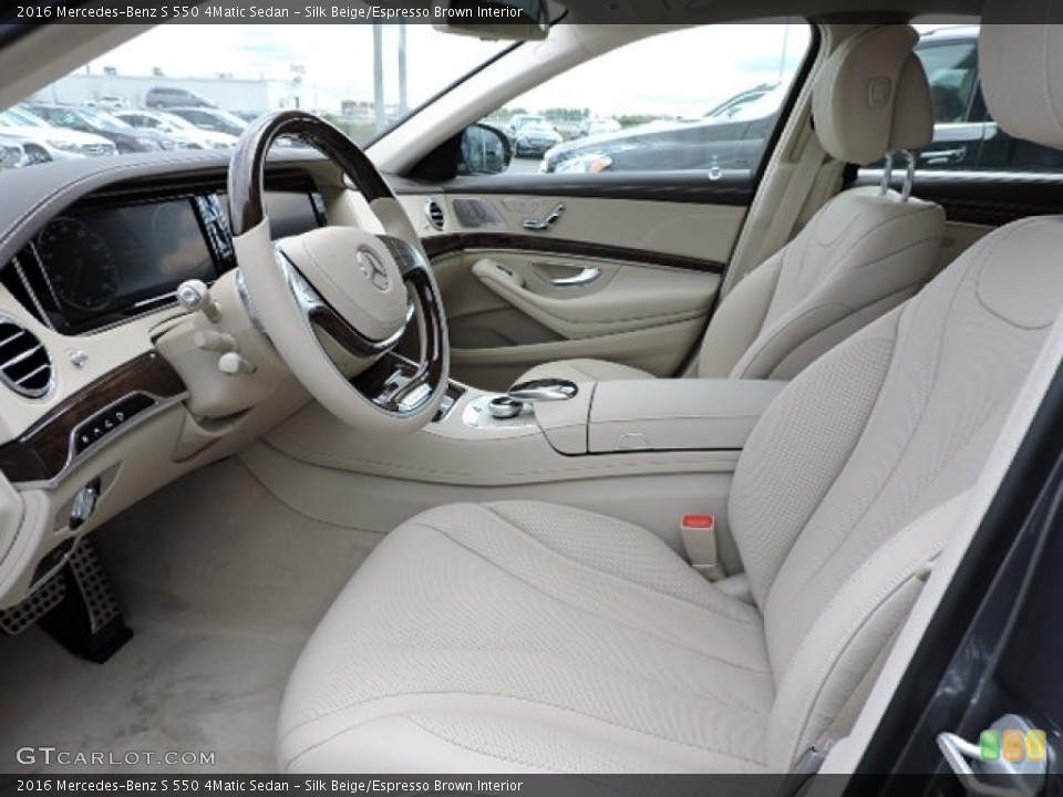 Silk Beige/Espresso Brown Interior Front Seat for the 2016 Mercedes-Benz S 550 4Matic Sedan #112491701