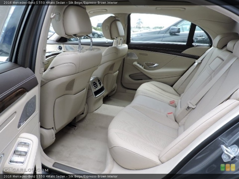 Silk Beige/Espresso Brown Interior Rear Seat for the 2016 Mercedes-Benz S 550 4Matic Sedan #112491719