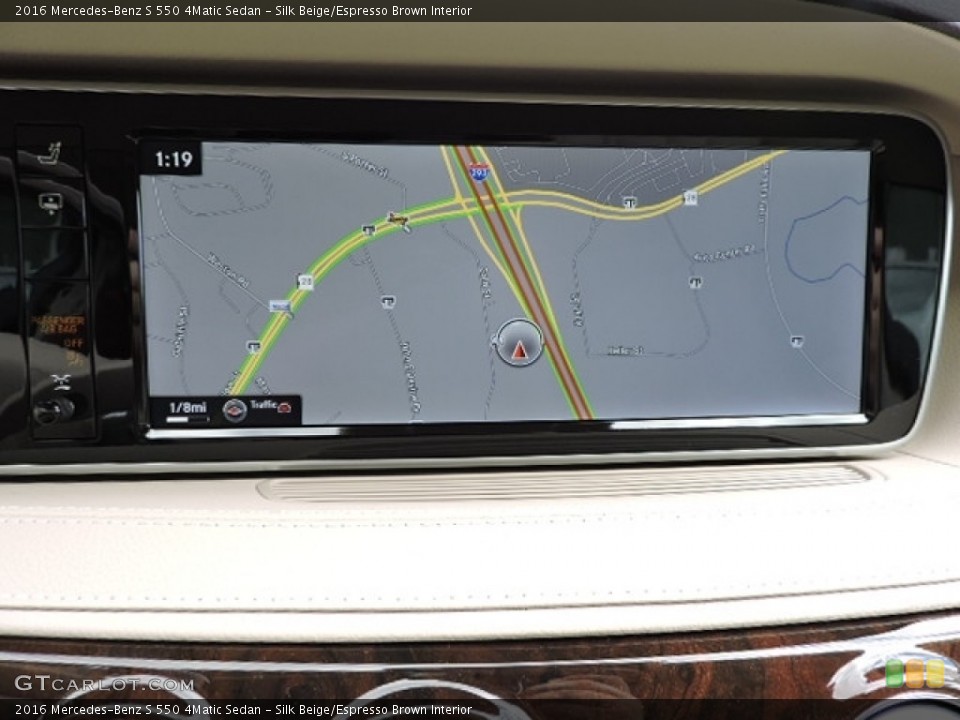 Silk Beige/Espresso Brown Interior Navigation for the 2016 Mercedes-Benz S 550 4Matic Sedan #112491734