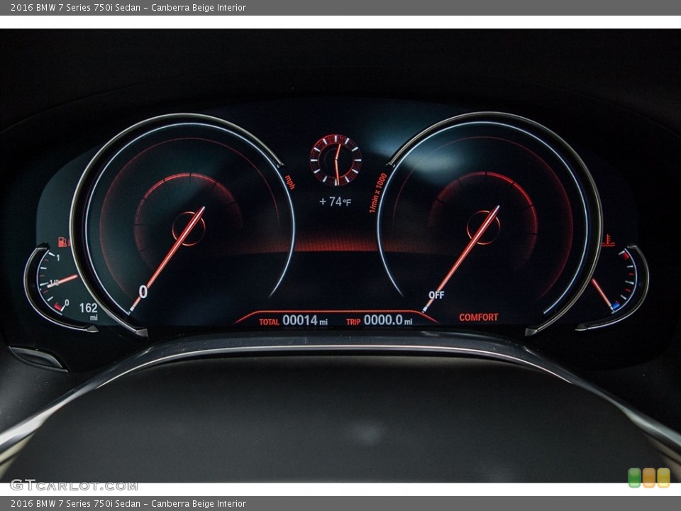 Canberra Beige Interior Gauges for the 2016 BMW 7 Series 750i Sedan #112511380