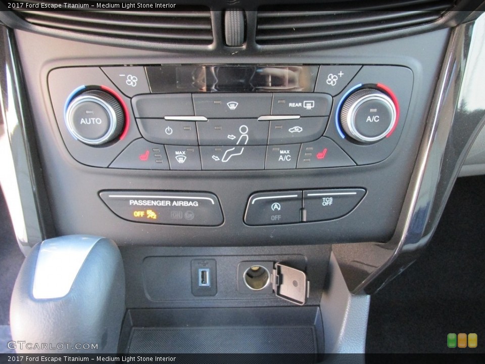 Medium Light Stone Interior Controls for the 2017 Ford Escape Titanium #112756814