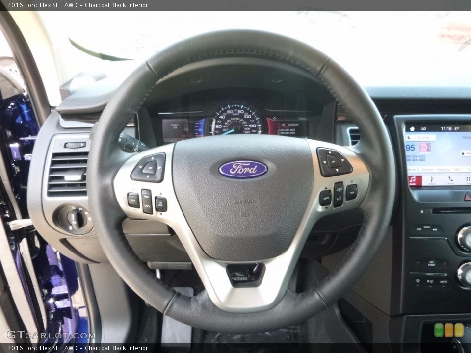 Charcoal Black Interior Steering Wheel for the 2016 Ford Flex SEL AWD #113313554