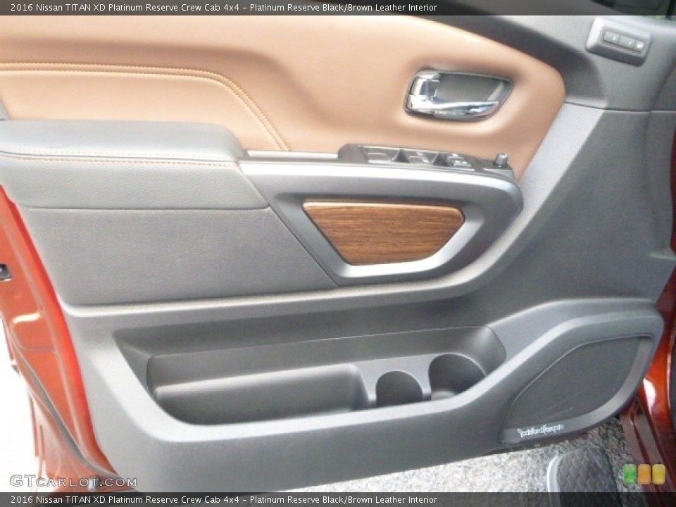 Platinum Reserve Black/Brown Leather Interior Door Panel for the 2016 Nissan TITAN XD Platinum Reserve Crew Cab 4x4 #113558695
