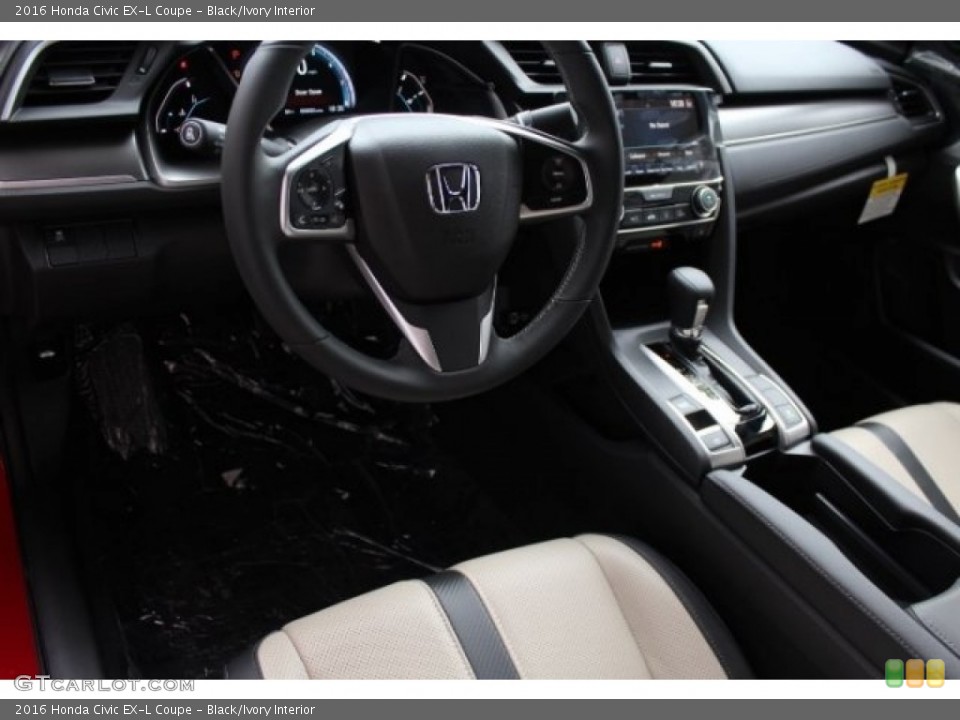 Black/Ivory Interior Photo for the 2016 Honda Civic EX-L Coupe #113806198