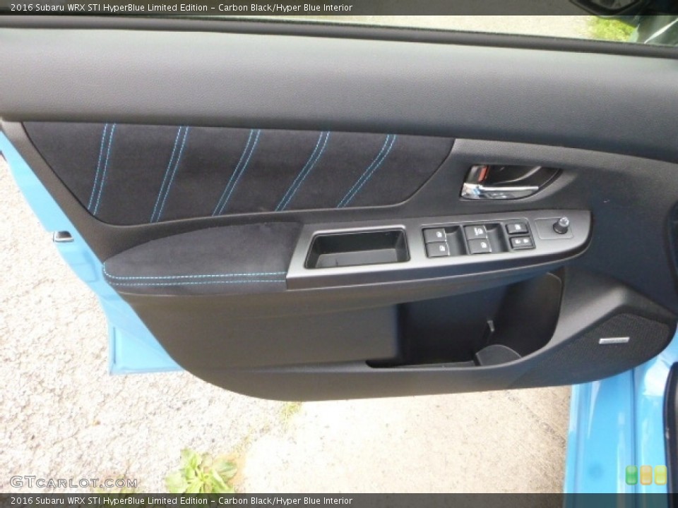 Carbon Black/Hyper Blue Interior Door Panel for the 2016 Subaru WRX STI HyperBlue Limited Edition #113885311