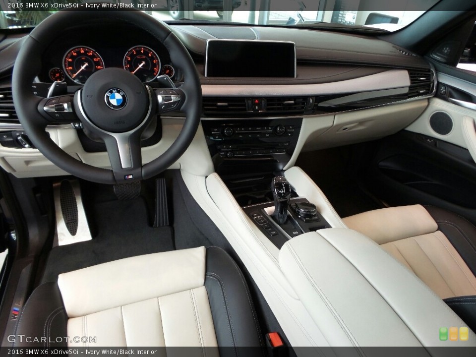 Ivory White/Black 2016 BMW X6 Interiors
