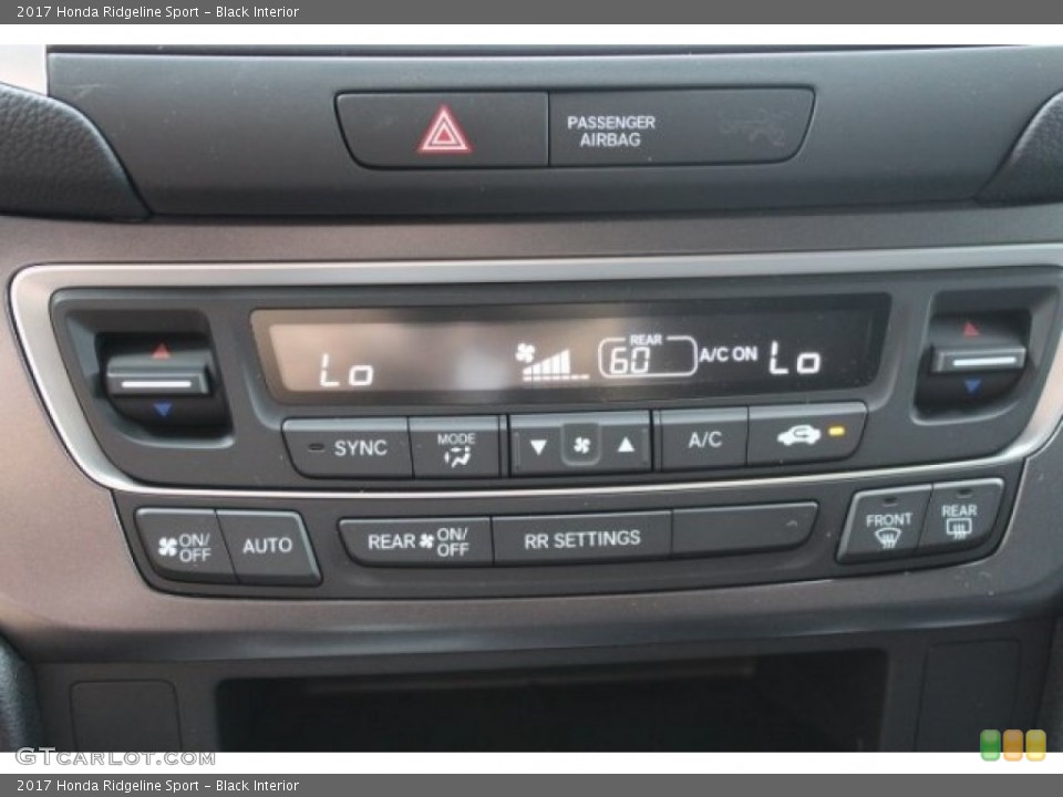 Black Interior Controls for the 2017 Honda Ridgeline Sport #114093017