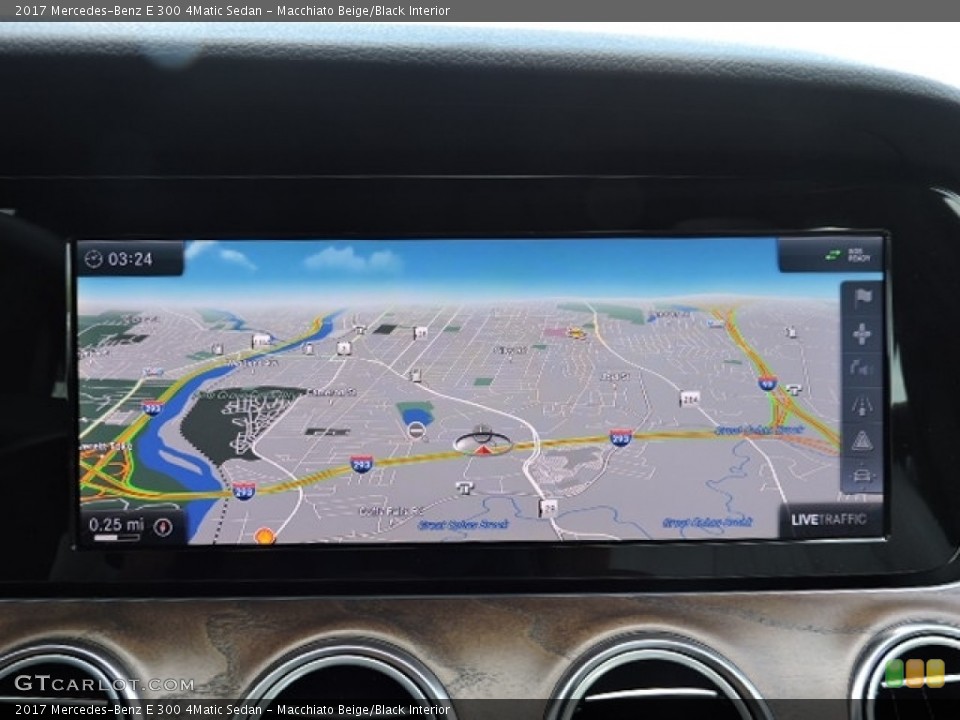 Macchiato Beige/Black Interior Navigation for the 2017 Mercedes-Benz E 300 4Matic Sedan #114182035