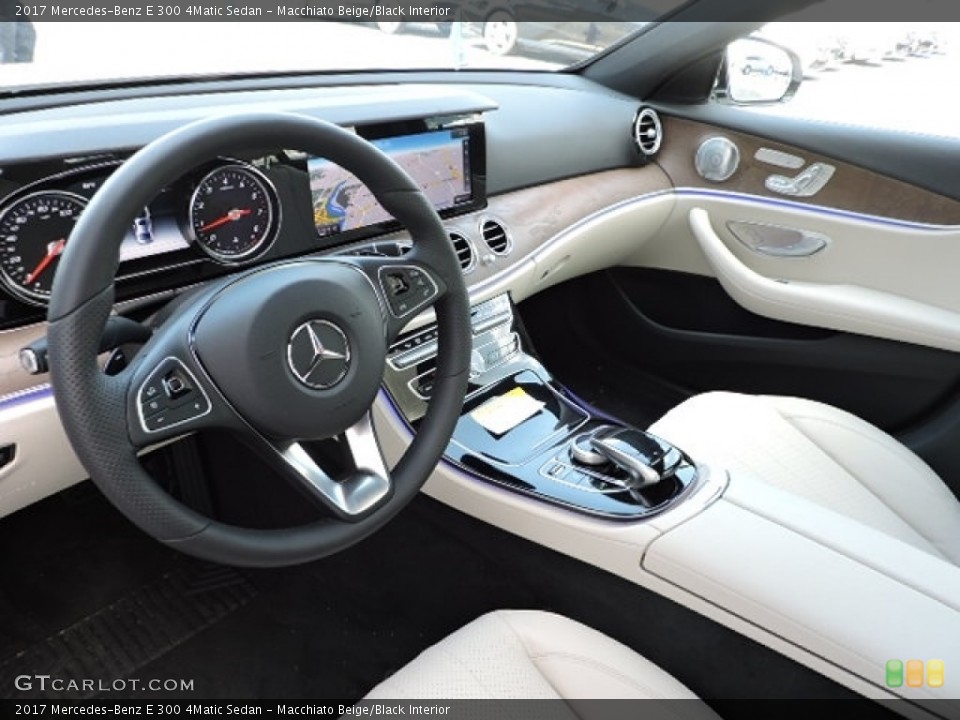 Macchiato Beige/Black Interior Photo for the 2017 Mercedes-Benz E 300 4Matic Sedan #114182179