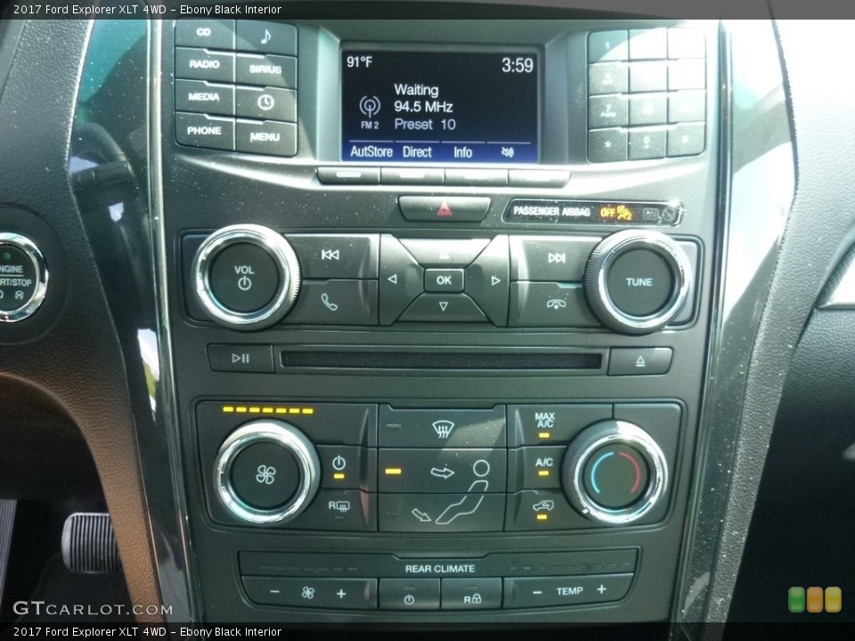 Ebony Black Interior Controls for the 2017 Ford Explorer XLT 4WD #114309001