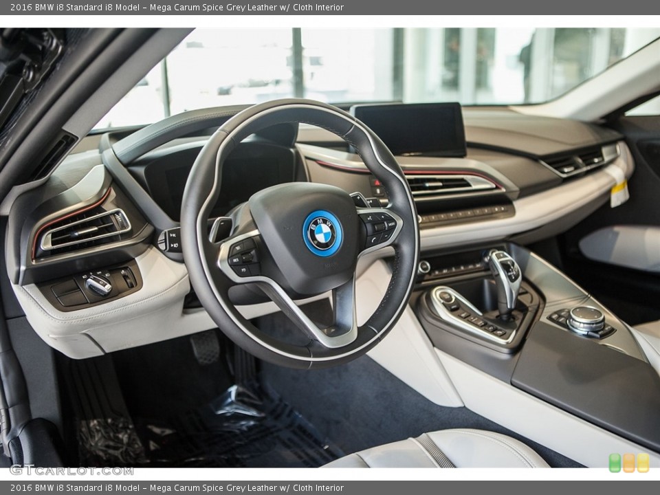 Mega Carum Spice Grey Leather w/ Cloth Interior Dashboard for the 2016 BMW i8  #114373156