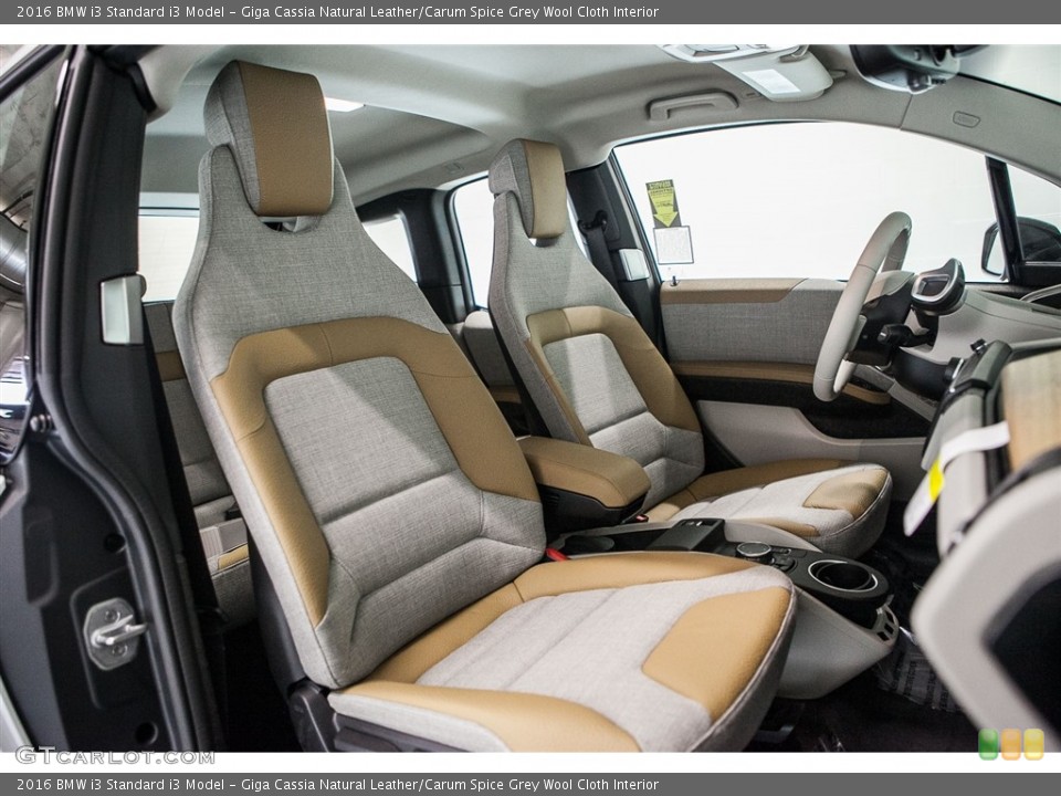 Giga Cassia Natural Leather/Carum Spice Grey Wool Cloth Interior Front Seat for the 2016 BMW i3  #114460486
